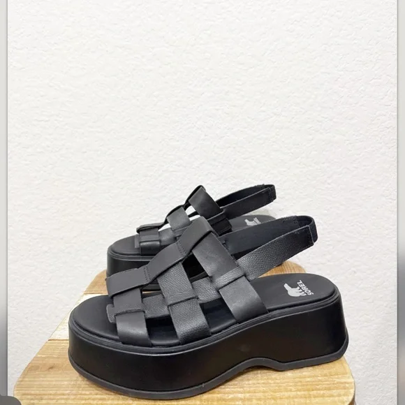 Sorel Dayspring Black Leather Slingback Sandals Size 7.5 NEW - Picture 4 of 8